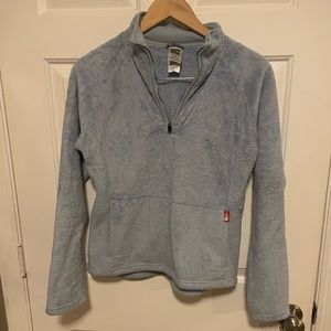Blue Fuzzy North Face Three Quarter Zip Pullover